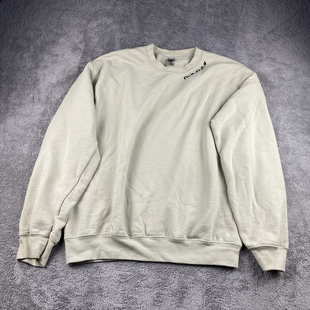 Gildan Mama Sweatshirt Womens Size Medium Beige Long Sleeve